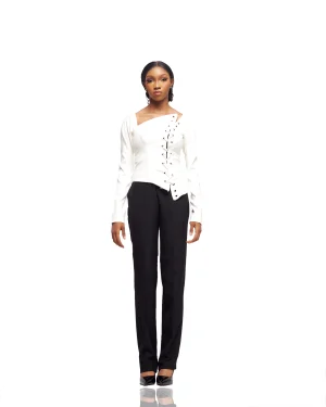 JIBBS AXIS LACE ASYMMETRIC TOP